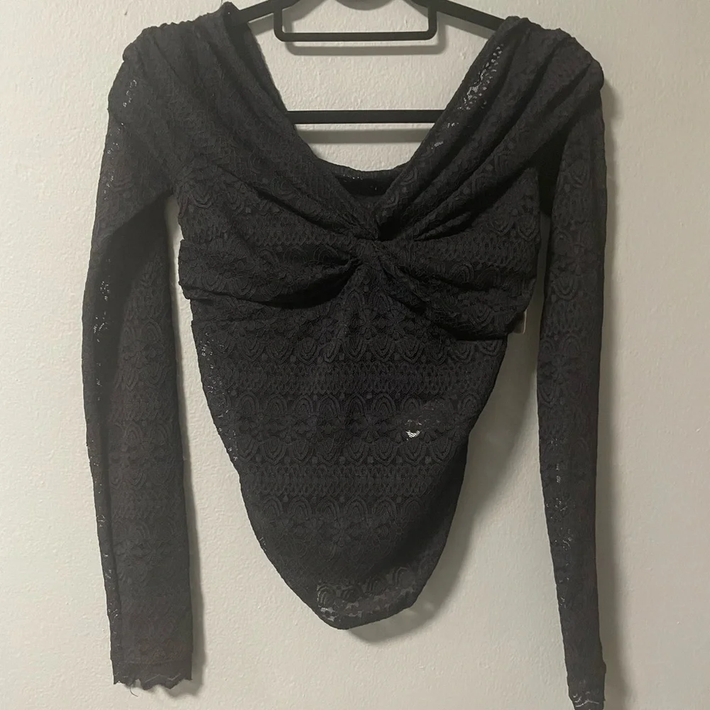 NWT Free People Hold Me Closer Lace Top - Black. Size Small